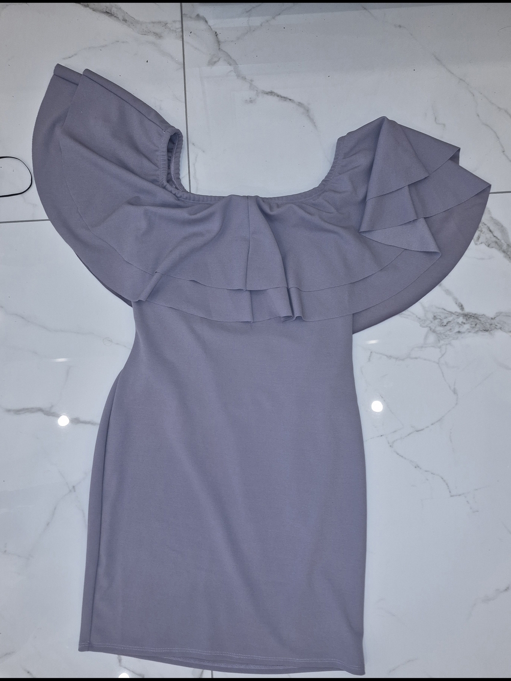 One-Shoulder Ruffle Bodycon Dress in Lavender